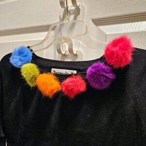 Rainbow Fur PomPoms Sweater